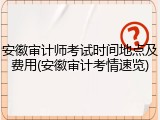安徽审计师考试时间地点及费用(安徽审计考情速览)