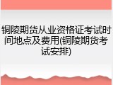 铜陵期货从业资格证考试时间地点及费用(铜陵期货考试安排)