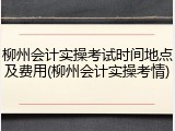 柳州会计实操考试时间地点及费用(柳州会计实操考情)
