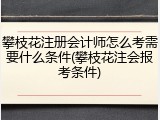 攀枝花注册会计师怎么考需要什么条件(攀枝花注会报考条件)
