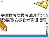 安徽软考高级考试时间地点及费用(安徽软考高级指南)