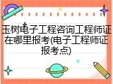 玉树电子工程咨询工程师证在哪里报考(电子工程师证报考点)