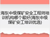 海东中级煤矿安全工程师培训机构哪个最好(海东中级煤矿安工培训优选)
