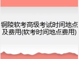 铜陵软考高级考试时间地点及费用(软考时间地点费用)