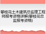 攀枝花土木建筑总监理工程师报考资格详解(攀枝花总监报考资格)