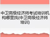 中卫高级经济师考试培训机构哪里找(中卫高级经济师培训)