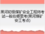 黑河初级煤矿安全工程师考试一般在哪里考(黑河煤矿安工考点)
