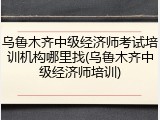 乌鲁木齐中级经济师考试培训机构哪里找(乌鲁木齐中级经济师培训)