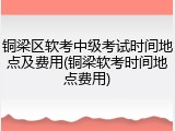 铜梁区软考中级考试时间地点及费用(铜梁软考时间地点费用)