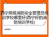 西宁高级消防安全管理员培训学校哪里好(西宁好的消防培训学校)