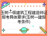 玉树一级建筑工程建造师证报考具体要求(玉树一建报考条件)