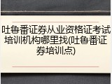 吐鲁番证券从业资格证考试培训机构哪里找(吐鲁番证券培训点)