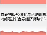 宜春初级经济师考试培训机构哪里找(宜春经济师培训)