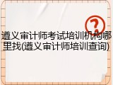遵义审计师考试培训机构哪里找(遵义审计师培训查询)