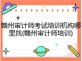 赣州审计师考试培训机构哪里找(赣州审计师培训)