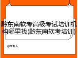 黔东南软考高级考试培训机构哪里找(黔东南软考培训)