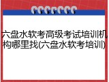 六盘水软考高级考试培训机构哪里找(六盘水软考培训)