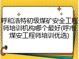 呼和浩特初级煤矿安全工程师培训机构哪个最好(呼市煤安工程师培训优选)