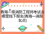 青海一级消防工程师考试去哪里线下报名(青海一消报名点)