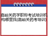 嘉峪关药学职称考试培训机构哪里找(嘉峪关药考培训)