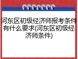 河东区初级经济师报考条件有什么要求(河东区初级经济师条件)