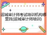 运城审计师考试培训机构哪里找(运城审计师培训)