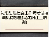 沈阳助理社会工作师考试培训机构哪里找(沈阳社工培训)
