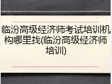 临汾高级经济师考试培训机构哪里找(临汾高级经济师培训)