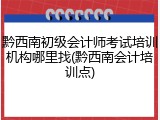 黔西南初级会计师考试培训机构哪里找(黔西南会计培训点)