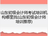 山东初级会计师考试培训机构哪里找(山东初级会计师培训推荐)