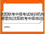 沈阳软考中级考试培训机构哪里找(沈阳软考中级培训)