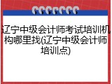 辽宁中级会计师考试培训机构哪里找(辽宁中级会计师培训点)