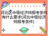 河北区中级经济师报考条件有什么要求(河北中级经济师报考条件)