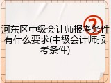 河东区中级会计师报考条件有什么要求(中级会计师报考条件)
