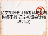 辽宁初级会计师考试培训机构哪里找(辽宁初级会计师培训点)