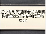 辽宁专利代理师考试培训机构哪里找(辽宁专利代理师培训)
