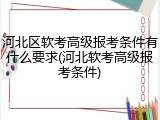 河北区软考高级报考条件有什么要求(河北软考高级报考条件)