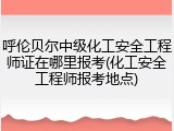 呼伦贝尔中级化工安全工程师证在哪里报考(化工安全工程师报考地点)