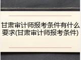甘肃审计师报考条件有什么要求(甘肃审计师报考条件)