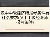 汉中中级经济师报考条件有什么要求(汉中中级经济师报考条件)