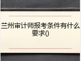兰州审计师报考条件有什么要求()