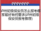 泸州初级保安员怎么报考哪家最好有何要求(泸州初级保安员报考推荐)