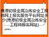 鹰潭初级金属冶炼安全工程师网上报名服务平台网址多少(鹰潭初级金属冶炼安全工程师报名网址)