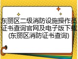 东丽区二级消防设施操作员证书查询官网及电子版下载(东丽区消防证书查询)