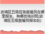 武清区五级应急救援员在哪里报名，有哪些培训班(武清区五级救援员报名处)