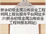 新余初级金属冶炼安全工程师网上报名服务平台网址多少(新余初级金属冶炼安全工程师报名网址)