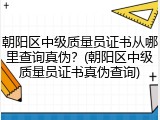 朝阳区中级质量员证书从哪里查询真伪?(朝阳区中级质量员证书真伪查询)