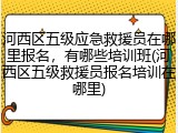 河西区五级应急救援员在哪里报名,有哪些培训班(河西区五级救援员报名培训在哪里)