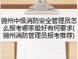 锦州中级消防安全管理员怎么报考哪家最好有何要求(锦州消防管理员报考推荐)