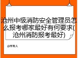 沧州中级消防安全管理员怎么报考哪家最好有何要求(沧州消防报考最好)